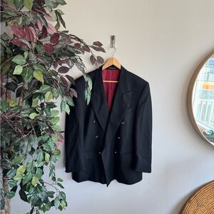 Oscar de la renta unisex Elegant Black Double-Breasted Men's Blazer